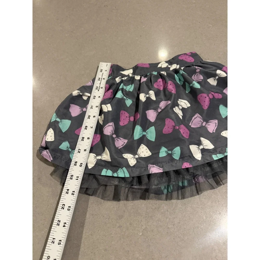 Sonoma Kids Girls 6 Bow‎ Print Tulle Layered Skirt Gray Purple Pink Aqua